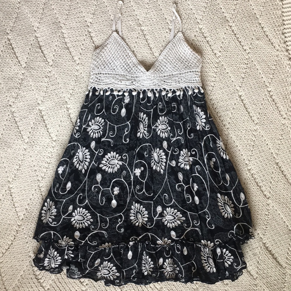 💐Navy blue stitch & crochet dress💐